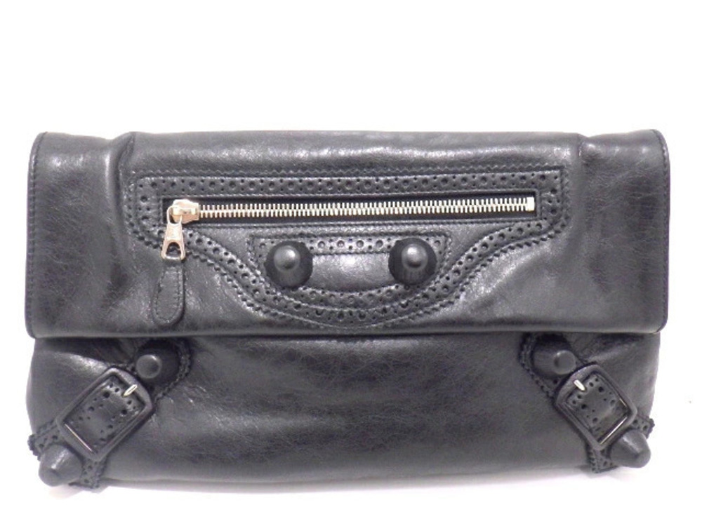Balenciaga Giant Envelope Clutch Bag Calfskin Black
